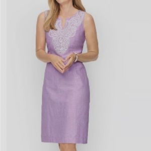 Talbots Embroidered Linen/Cotton Shift Dress - Size 8